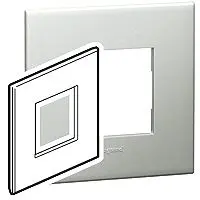 Produktfoto 1 von Legrand Lichtschalterabdeckung Silber Polycarbonat 1 Ausbrüche H. 92 mm B. 92mm