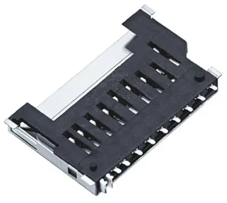 Produktfoto 1 von Wurth Elektronik 693 SD, Gerade Steckverbinder für Speicherkarten Buchse, 9-polig / 2-reihig SMD, Raster 1.2 mm,