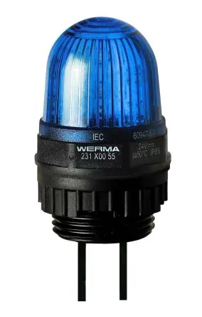 Produktfoto 1 von Werma 231 LED Dauerbetrieb Signalleuchte 12V Blau Eingebaut, Ø 29 mm x 152 mm IP65