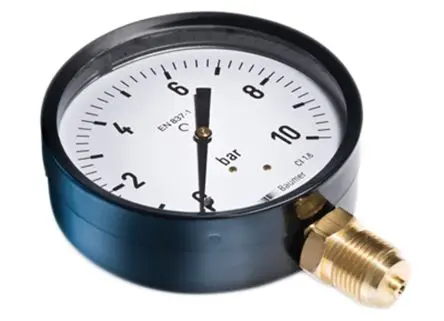 Produktfoto 1 von Bourdon Unterseite MAT Manometer 100 mm 0 bar → 10 bar ±2.5 % Stahl Gehäuse G 1/2 in, ISO-kalibriert