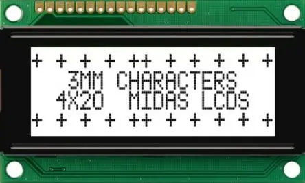 Produktfoto 1 von Midas MC42004A6W-FPTLW-V2 Alphanumerische LCD-Anzeige, Alphanumerisch LED Weiß 4 x 20, Parallel Interface