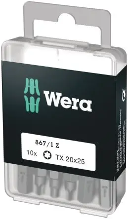 Produktfoto 1 von Wera Innensechsrund Sechskant 867/1 DIY-Torx-Bit TX 40 x 25 mm 25 mm, 10-teilig