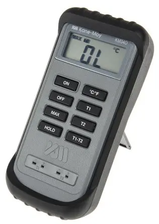 Produktfoto 1 von Kane Digitales Thermometer, KM340, Differenzial, 2 bis 1300 °C ±0.2 % max, Messelement Typ K, ISO-kalibriert