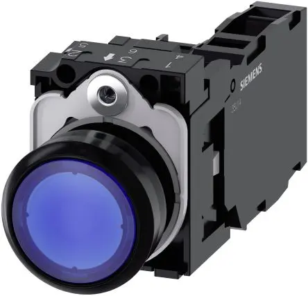 Produktfoto 1 von Siemens SIRIUS ACT 3SU11 Druckschalter Beleuchtet Trennplatte Ø 22 mm, SPST Blau, IP66, IP67, IP69K