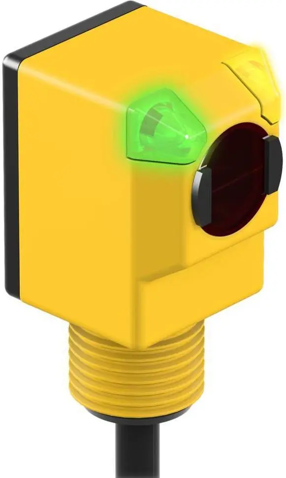 Produktfoto 1 von Banner Rechteckig Optischer Sensor, Unterdrückung, Bereich 100 mm, PNP Ausgang, M12, Hell-/dunkelschaltend