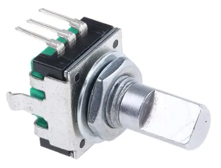 Produktfoto 1 von Bourns Drehgeber 24 Impulse/Umdrehung Impulse/U Inkrementalgeber, mit 6 mm, Flachschaft, Digital Rechteck-Signal,