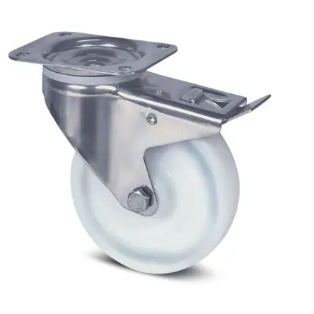 Produktfoto 1 von Tente Gebremst, schwenkbar Rolle, Rad ø 80 mm, 200 kg, Ges H. 108 mm, Rad B. 30 mm, Polyamid