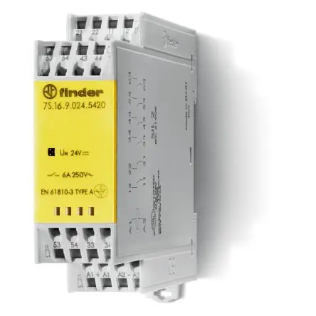 Produktfoto 1 von Finder 7S Relais ohne Verriegelung 120V ac Spule 4 Schließer, 2 Öffner DIN-Hutschiene 6A 1 W