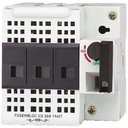 Produktfoto 1 von Socomec FUSERBLOC Sicherungsschalter-Trennschalter / 3-polig 32A, 14 x 51 mm Sicherungsgröße, 3 phasig