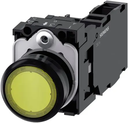 Siemens SIRIUS ACT 3SU11 Druckschalter Beleuchtet Trennplatte Ø 22 mm, SPST Gelb, IP66, IP67, IP69K