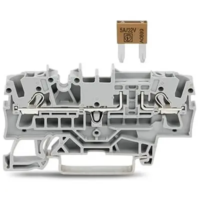 Produktfoto 1 von WAGO TOPJOB S Abgesicherter Anschlussklemmenblock 1 Grau, 2.5mm², 300V Einsteck-Anschluss Abgesichert CSA
