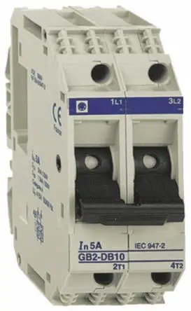 Produktfoto 1 von Schneider Electric TeSyS GB2 Thermischer Schutzschalter, 2-polig, TeSys DIN-Hutschiene, 500mA, / 1.5 kA,
