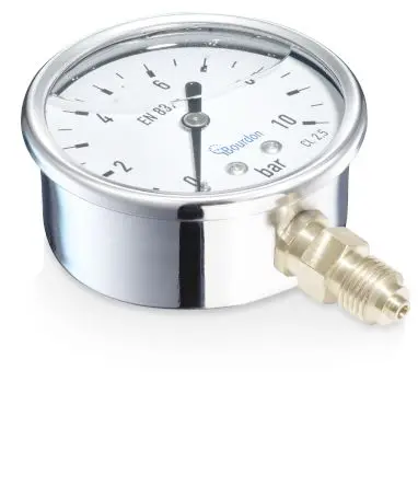 Produktfoto 1 von Bourdon Mit Gewinde MIT3 Manometer 68 mm 0 bar → 1.6 bar Edelstahl Gehäuse G 1/4