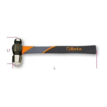 Produktfoto 1 von BETA Hammer, Kugelhammer Kugel aus Stahl Fiberglas-Stiel 570g 350 mm