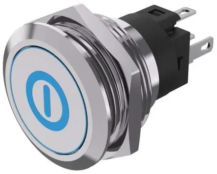 Produktfoto 1 von EAO 82 Druckschalter Blau Beleuchtet Tastend Panel Ø 31 x 31 mm, 1-poliger Umschalter / 3A 240 V dc 240 V ac, IP65, IP67