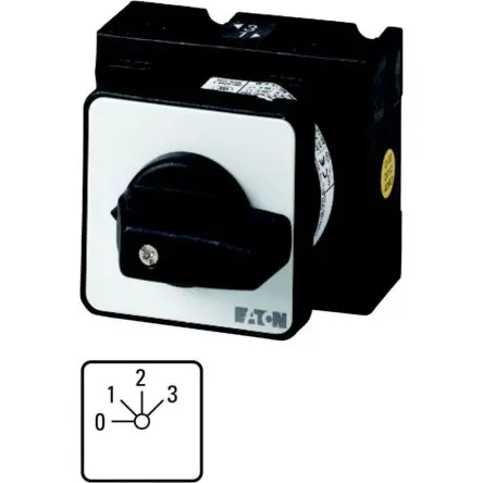Produktfoto 1 von Eaton T3 Nockenschalter 32 A, 3-phasig, 3-Stufen Handkipphebel Schraube, 45 °-Wurfwinkel