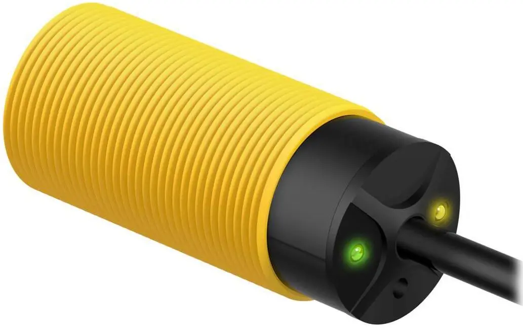 Produktfoto 1 von Banner zylindrisch Optischer Sensor, Infrarot-Bewegungsmelder, Bereich 200 mm, NPN Ausgang, Anschlusskabel,