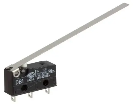 Produktfoto 1 von ZF Mikroschalter Scharnierhebel lang-Betätiger Lot, 1-poliger Umschalter, 250 V ac, 6A IP50 0.18N -40 °C - 120 °C