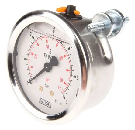 Produktfoto 1 von WIKA Außengewinde 213.53 Manometer 0 bar → 6 bar Edelstahl Gehäuse G 1/4