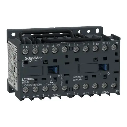 Produktfoto 1 von Schneider Electric TeSyS K Wendeschütz 24V ac-Spule, 3-polig, 690V ac / 6 A 24V ac 3 kW 3 Schließer Motorsteuerung,