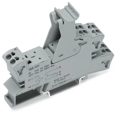 Produktfoto 1 von WAGO Relaissockel zur Verwendung mit Grundrelais 788, 1 -Kontakt, DIN-Hutschiene, 300V