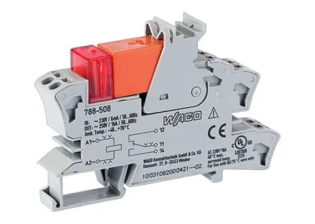 Produktfoto 1 von WAGO 788 Relaismodul 230V ac, 1-poliger Umschalter DIN-Hutschiene 4mA