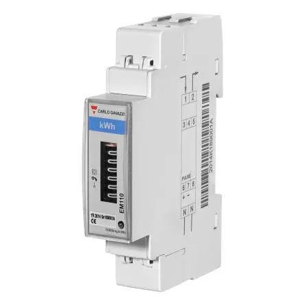 Produktfoto 1 von Carlo Gavazzi EM110 Energiemessgerät Elektromechanisch 90 mm x 17.5 mm Elektromechanisch, 7-stellig / 1-phasig