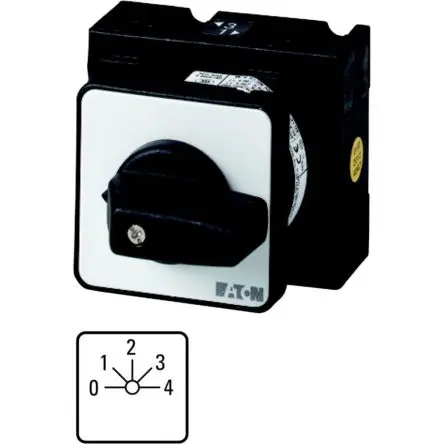 Produktfoto 1 von Eaton T3 Nockenschalter 32 A, 3-phasig, 4-Stufen Handkipphebel Schraube, 45 °-Wurfwinkel