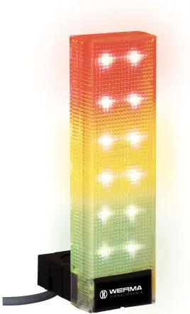 Produktfoto 1 von Werma VarioSIGN LED Signalturm Summer 3-stufig Linse Rot, Gelb, Grün 24V Basis