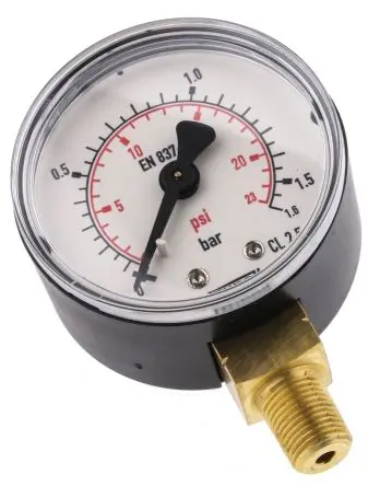 Produktfoto 1 von WIKA Mit Gewinde 111.10 Manometer 50 mm 0 bar → 1.6 bar ±2.5 % Kunststoff Gehäuse 1/8 in R, ISO-kalibriert