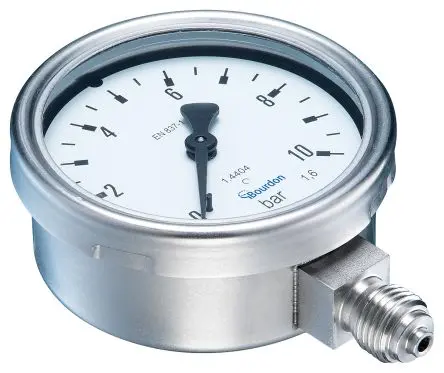 Bourdon Unterseite MEX3 Manometer 63 mm 0 bar → 1 bar ±1.6 % Edelstahl Gehäuse G 1/4