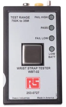 Produktfoto 1 von RS PRO Netz, Batterie ESD-Prüfer Handgelenk LED 9V T. 26 mm H. 115 mm