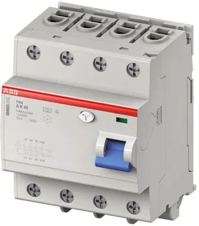Produktfoto 1 von ABB F404 FI-Schutzschalter, 3-polig, 63A, 30 mA Typ A SmiSSline REACH, UL 1053, RoHS, IEC/EN 61008