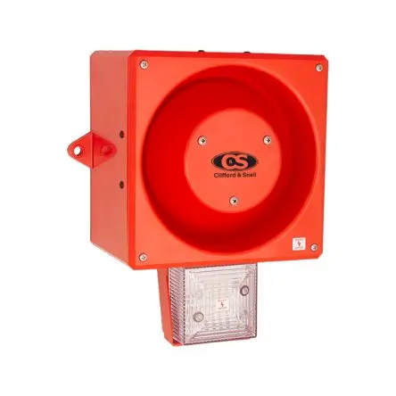 Produktfoto 1 von Clifford & Snell YL80 LED, Filament/Warnsummer-Licht Schall- und Lichtsignal-Kombination 230V ac Klar IP66 Wand,