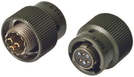 Produktfoto 1 von Amphenol Limited, 62 GB Messing MIL-Spec Rundsteckverbinder Gerade, 3-polig, Kabel, Gehäuse 8 Stecker, MIL-DTL-26482