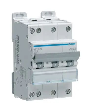 Hager NGT Miniaturüberlastschalter, Pol 3+N-polig 20A 415V ac, Abschaltvermögen 10 kA
