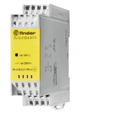 Produktfoto 1 von Finder Relais ohne Verriegelung 120V ac Spule 1-poliger Umschalter DIN-Hutschiene 6A 1 W