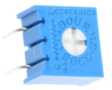 Bourns 3386 1-Gang Durchsteckmontage Trimm-Potentiometer, Einstellung von oben, 100 kΩ, 10 %, 0.5 W, Stift, L. 9.53 mm