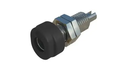 Produktfoto 1 von Hirschmann 4 mm Bananenbuchse Schwarz, Kontakt verzinnt, 30 V ac, 60V dc / 16A, Lötanschluss