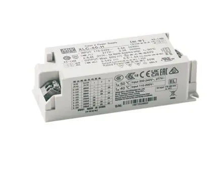 Produktfoto 1 von MEAN WELL LED-Treiber, 40 W 110V, 305 V Mehrstufiger LED-Treiber mit konstanter Leistung 1.7A, Ausgang 24V