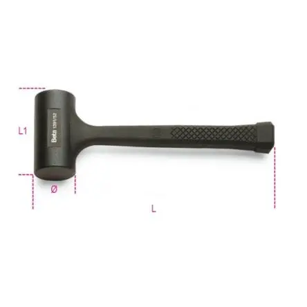 Produktfoto 1 von BETA Hammer, Rückschlagfreier Hammer aus Gummi 1.4 kg Gummi-Stiel 380 mm