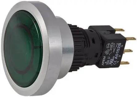 Produktfoto 1 von APEM A9 Druckschalter Grün Beleuchtet Tastend Panel Ø 30 mm, 2-poliger Umschalter / 6A 12 V dc, IP65