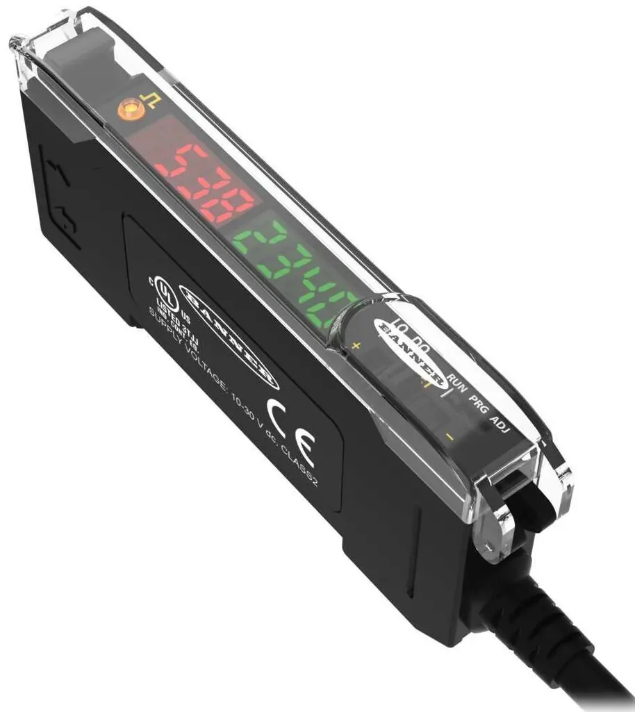 Produktfoto 1 von Banner Glas, Kunststoff NPN LWL-Sensor 36 mm Glasfasersensor IP50 1 ms