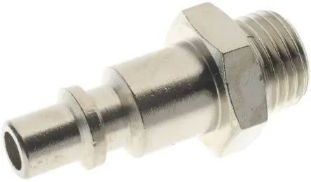 Produktfoto 1 von RS PRO Pneumatik Rohrverbinder, gerade, Messing vernickelt 1/4 in Stecker, BSP, Pneumatik-Stecker, gerade