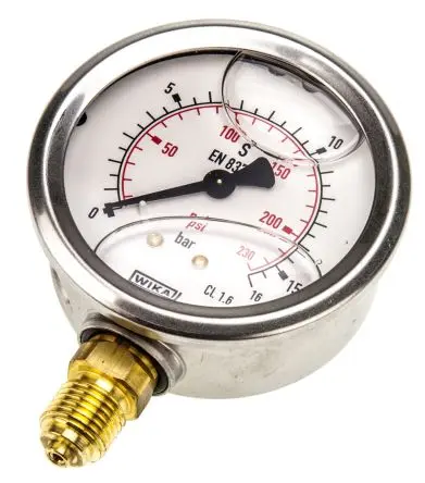Produktfoto 1 von WIKA Stecker 213.53 Manometer 0 bar → 16 bar ±1.6 % Edelstahl Gehäuse G 1/4