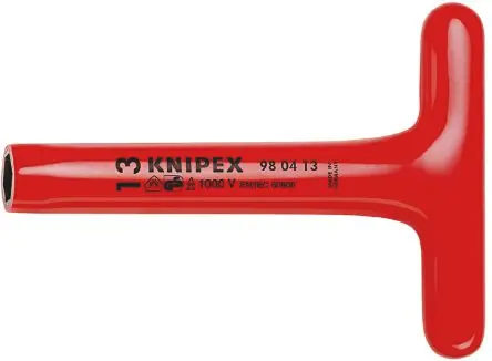 Produktfoto 1 von Knipex VDE 1000V zugelassen 22 mm Sechskant Steckschlüssel mit T-Griff Schließer (NO), Länge 200mm