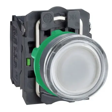 Produktfoto 1 von Schneider Electric Harmony XB5 Druckschalter Weiß Beleuchtet Federrückstellung Panel Ø 22 mm, 1-poliger Umschalter / 10A