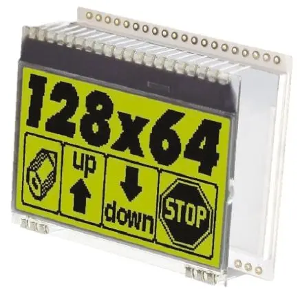 Produktfoto 1 von Display Visions EA DOG Monochrom LCD, Graphisch LED Gelb, Grün 128 x 64 Pixel, Hintergrund Schwarz, SPI Interface