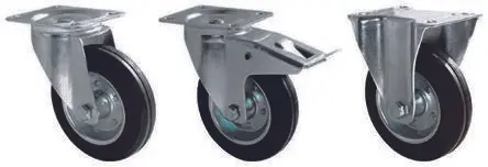 Guitel Hervieu Feststehend Rolle, Rad ø 200 mm, 200 kg, Ges H. 244 mm, Rad B. 50 mm, Gummi