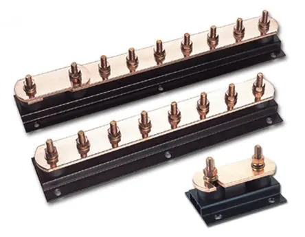 Produktfoto 1 von WJ Furse Kupfer Erdungsblock, 90mm x 96mm x 650mm, 8 Anschlüsse